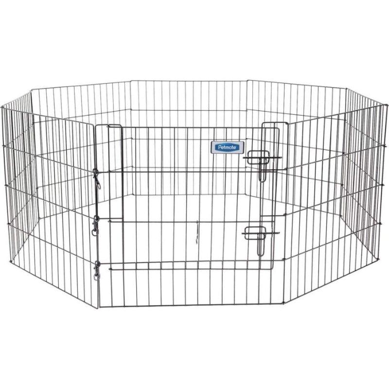 Petmate Exercise Pen Single Door With Snap Hook Design And Ground Stakes For Dogs Black - 24" Tall - 1 Count - K9 Blood Bite