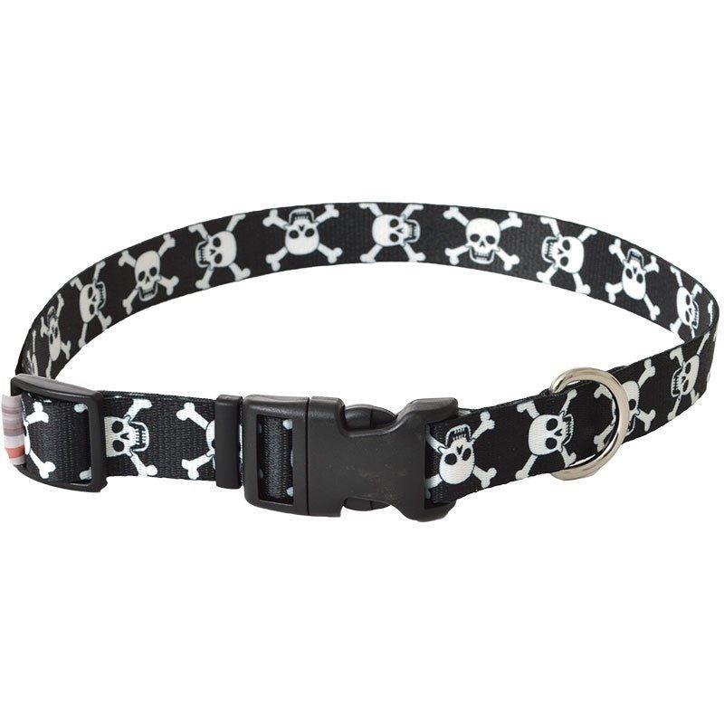 Pet Attire Styles Skulls Adjustable Dog Collar - 18"-26" Long X 1" Wide - K9 Blood Bite